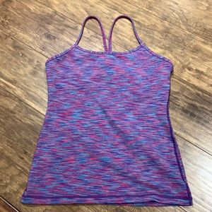 Lululemon power y tank top in blue, pink, purple space stripes